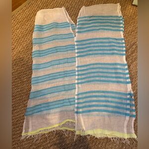 Lemlem Elina Caftan White and Aqua Striped Swim Coverup